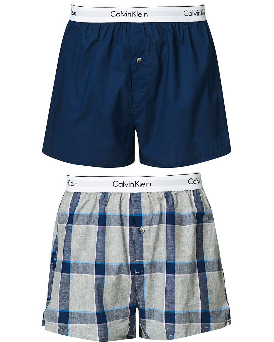 Homme | Sous-Vêtements Et Chaussettes | Calvin Klein | Modern Cotton Stretch Boxer 2-Pack Navy/Grey Heather