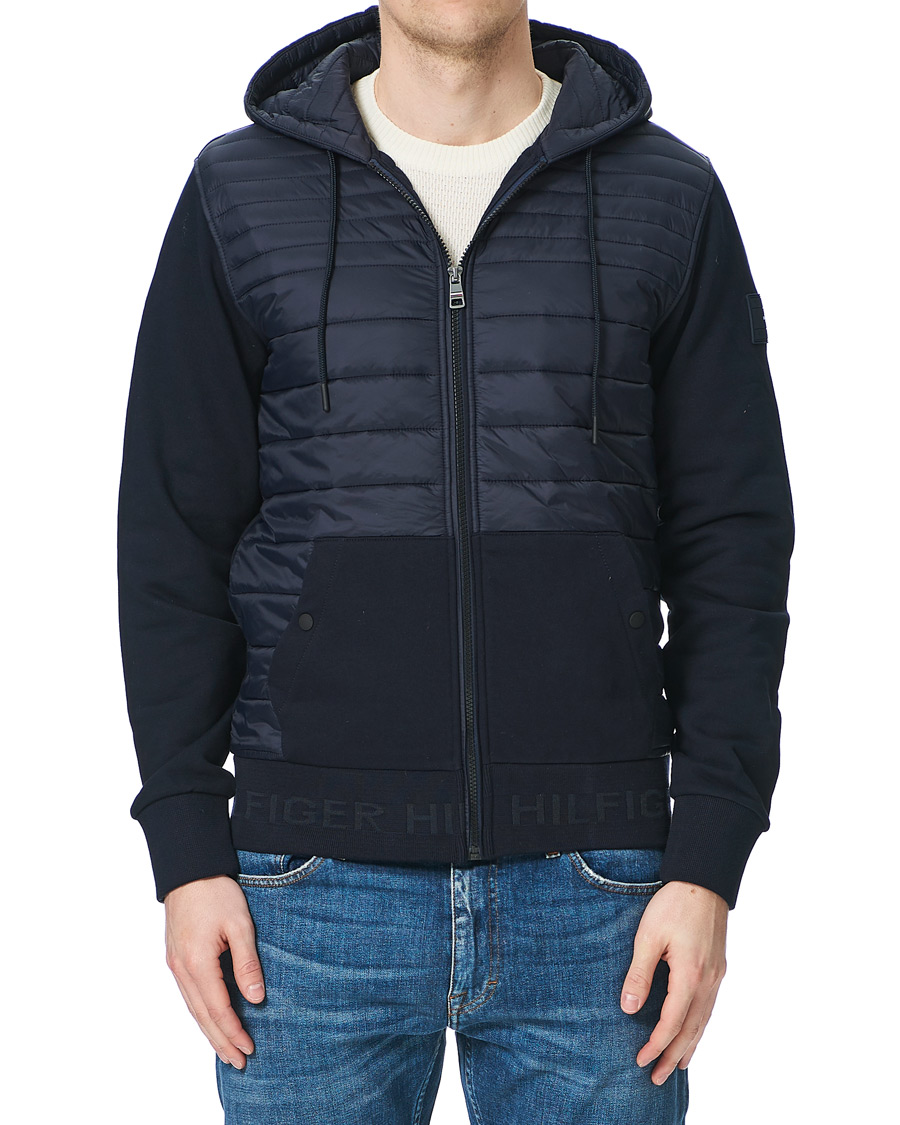 Homme | Manteaux Et Vestes | Tommy Hilfiger | Jacquard Mixed Media Zip Hoodie Desert Sky