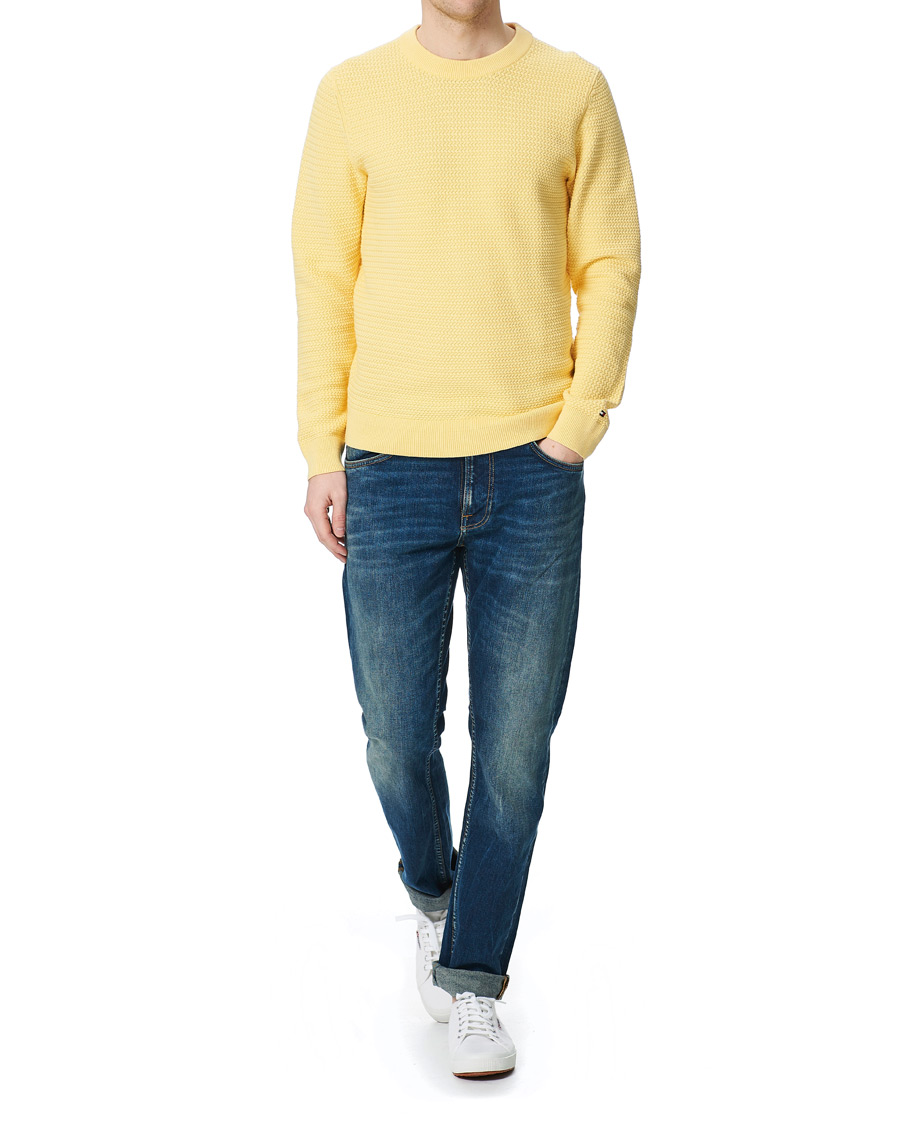 Homme | Pulls Et Tricots | Tommy Hilfiger | Basket Knit Crew Neck Delicate Yellow