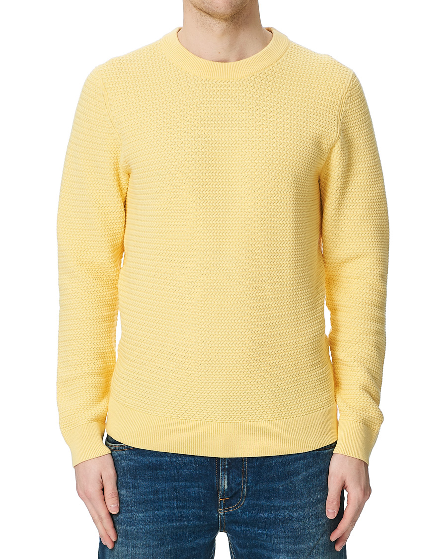 Homme | Pulls Et Tricots | Tommy Hilfiger | Basket Knit Crew Neck Delicate Yellow