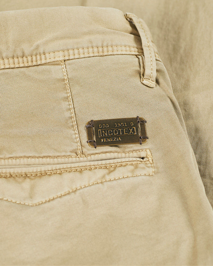 Homme | Pantalons | Incotex | Slim Fit Garment Dyed Slacks Beige