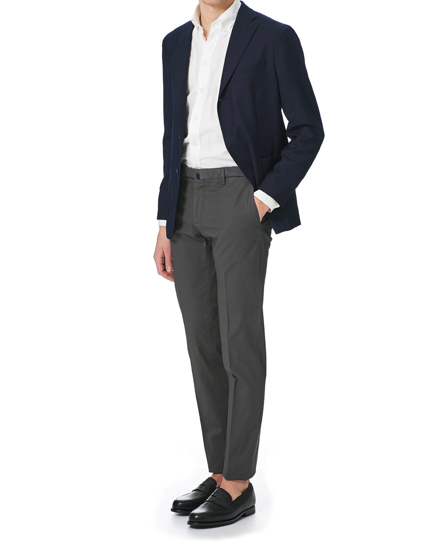 Heren | Broeken | Incotex | Slim Fit Stretch Chinos Dark Grey