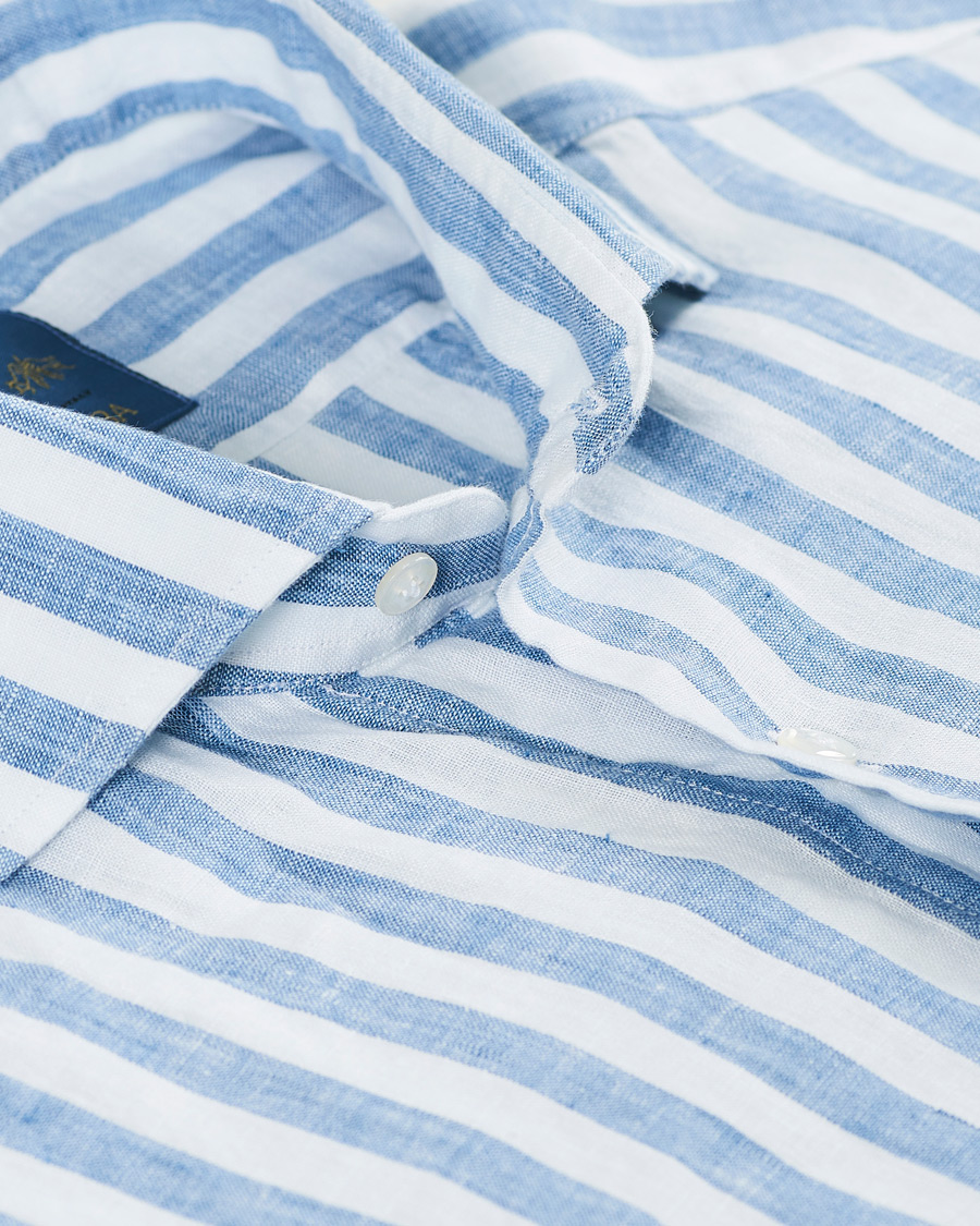 Homme | Chemises | Barba Napoli | Dandylife Slim Fit Striped Linen Shirt Blue