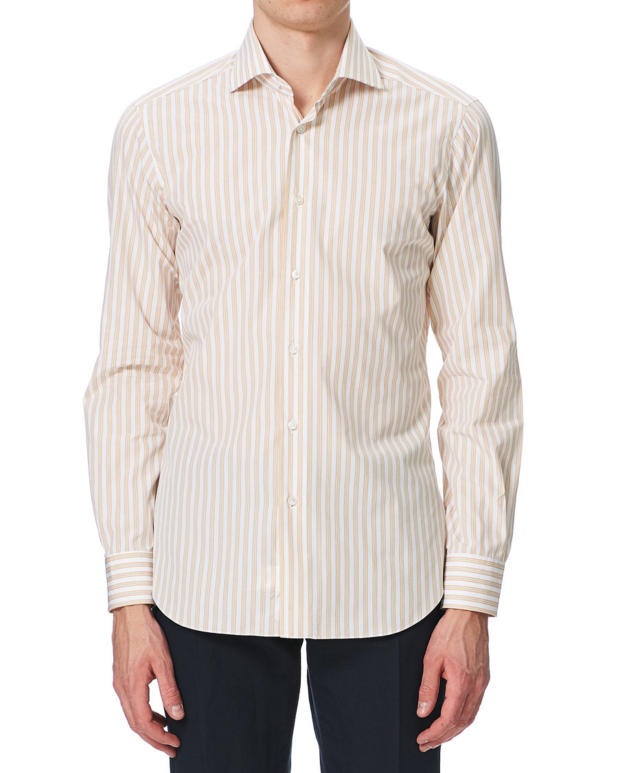 Homme | Chemises | Barba Napoli | Slim Fit Striped Shirt Yellow