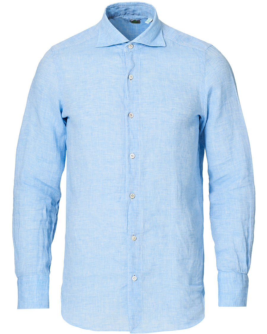 Homme | Chemises | Finamore Napoli | Tokyo Washed Linen Shirt Light Blue