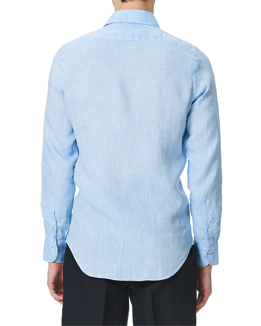 Homme | Chemises | Finamore Napoli | Tokyo Washed Linen Shirt Light Blue