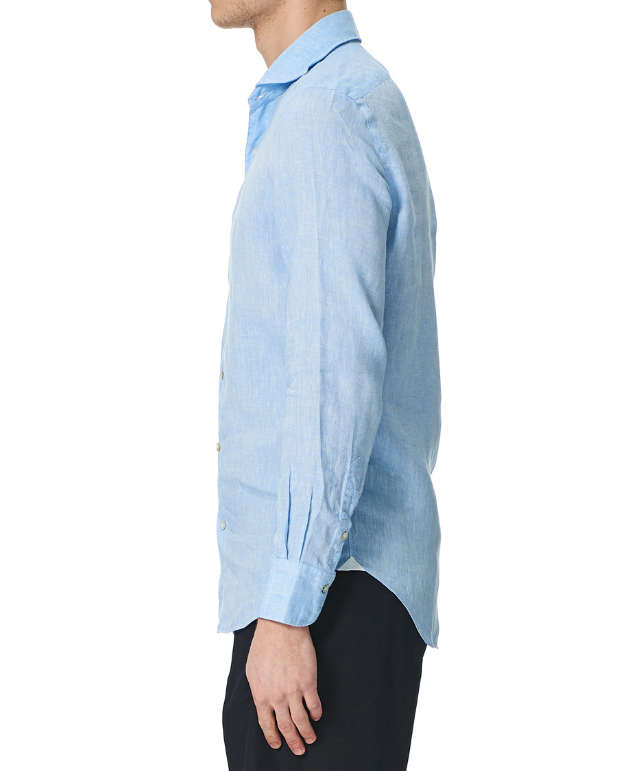Homme | Chemises | Finamore Napoli | Tokyo Washed Linen Shirt Light Blue