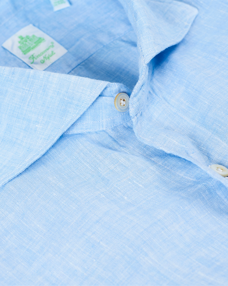 Homme | Chemises | Finamore Napoli | Tokyo Washed Linen Shirt Light Blue