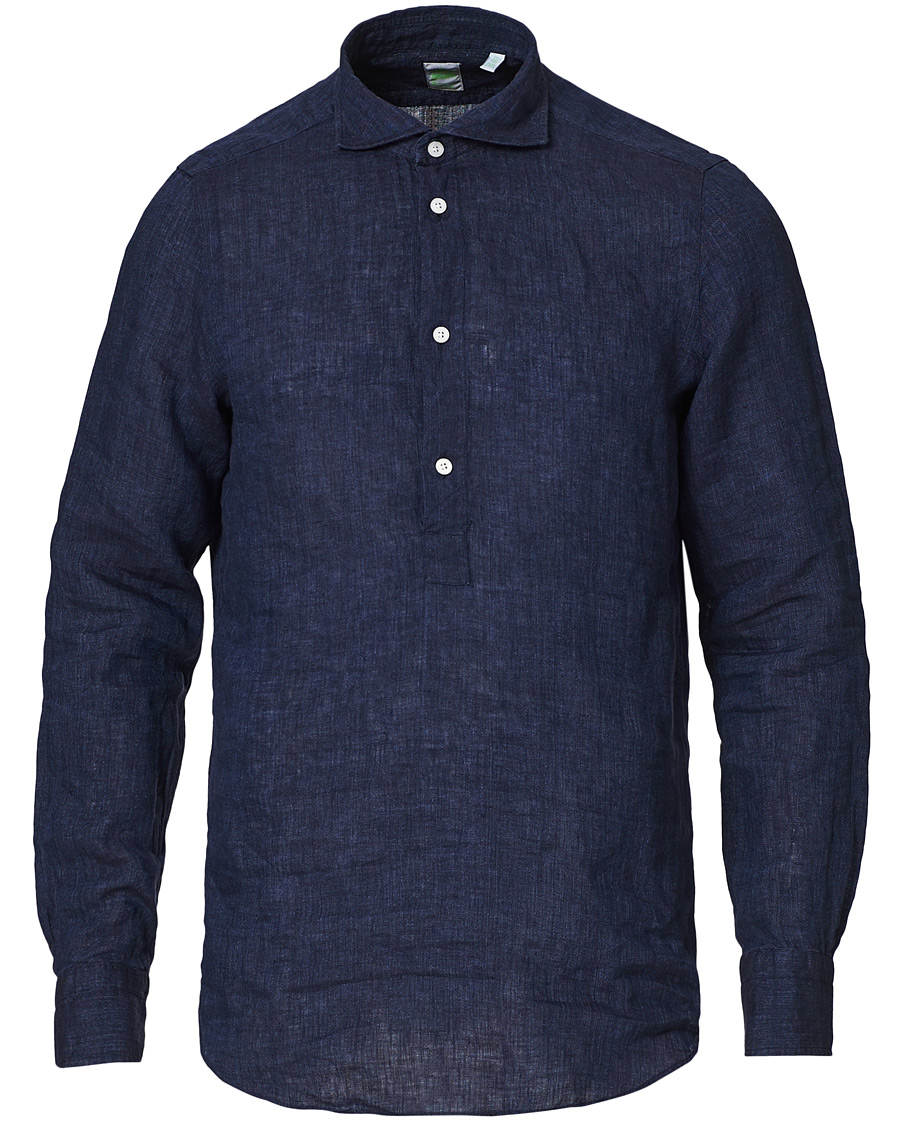 Homme | Chemises | Finamore Napoli | Linen Popover Shirt Navy