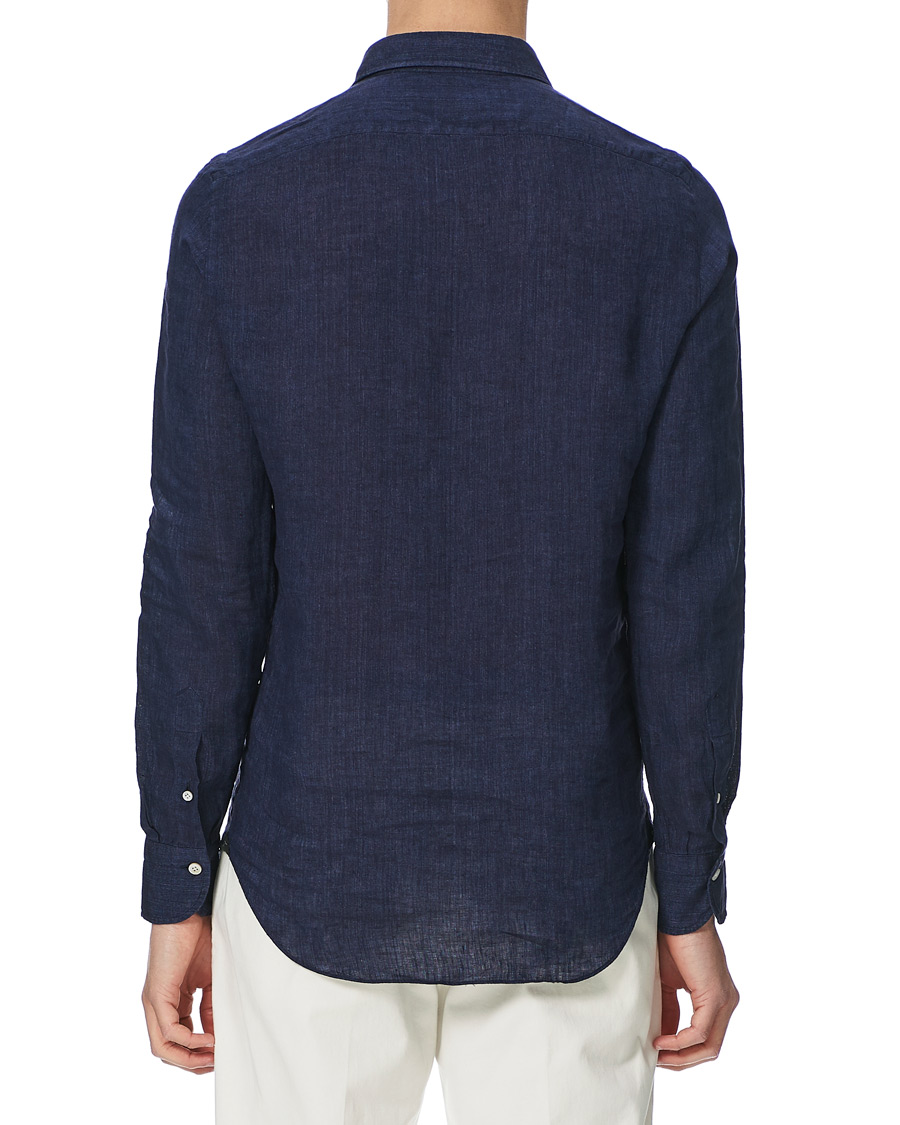 Homme | Chemises | Finamore Napoli | Linen Popover Shirt Navy
