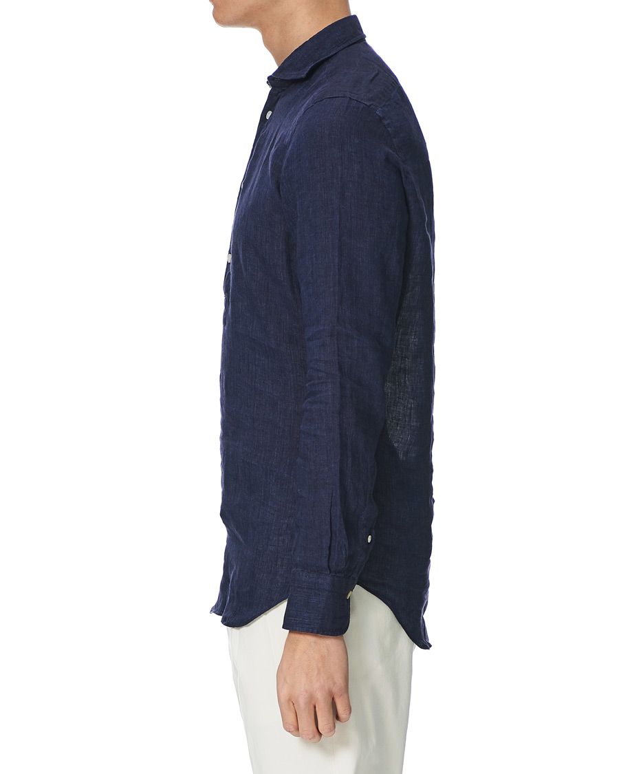 Homme | Chemises | Finamore Napoli | Linen Popover Shirt Navy