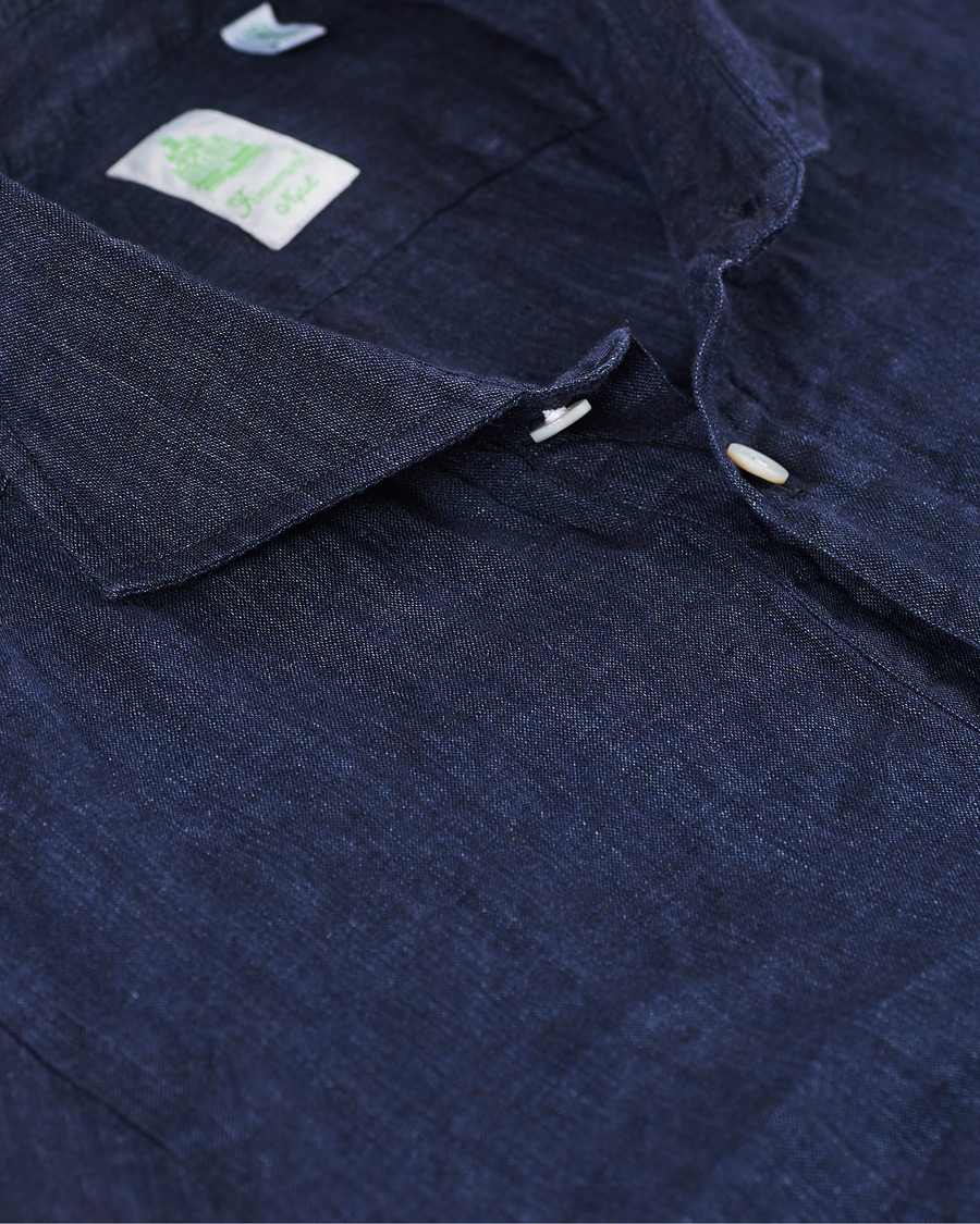 Homme | Chemises | Finamore Napoli | Linen Popover Shirt Navy