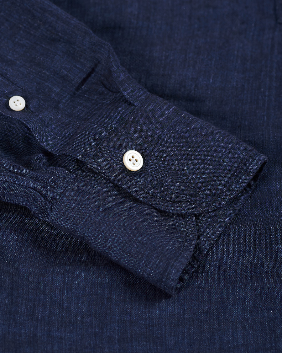 Homme | Chemises | Finamore Napoli | Linen Popover Shirt Navy