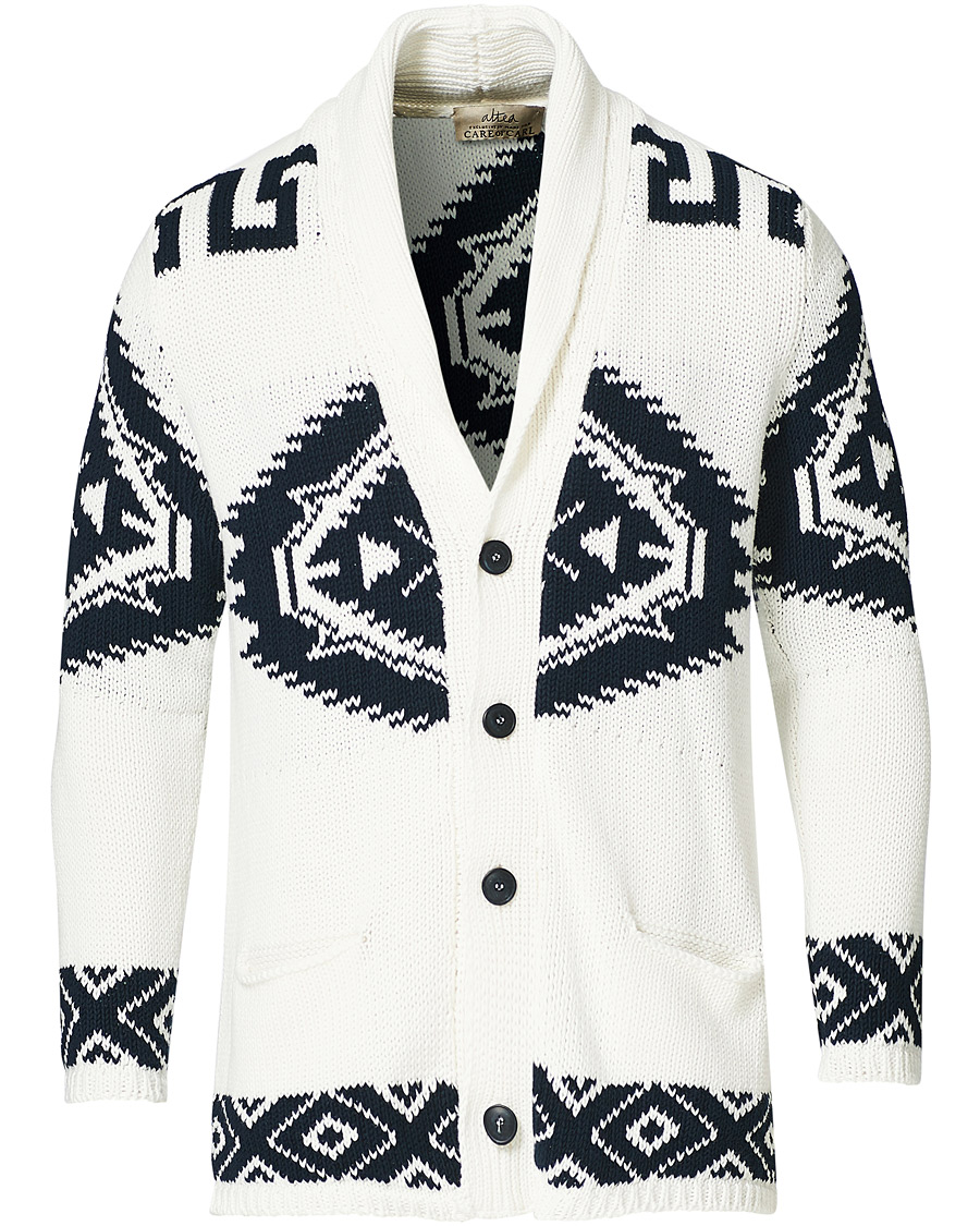 Homme | Pulls Et Tricots | Altea | Azteco Shawl Collar Cardigan Optic White
