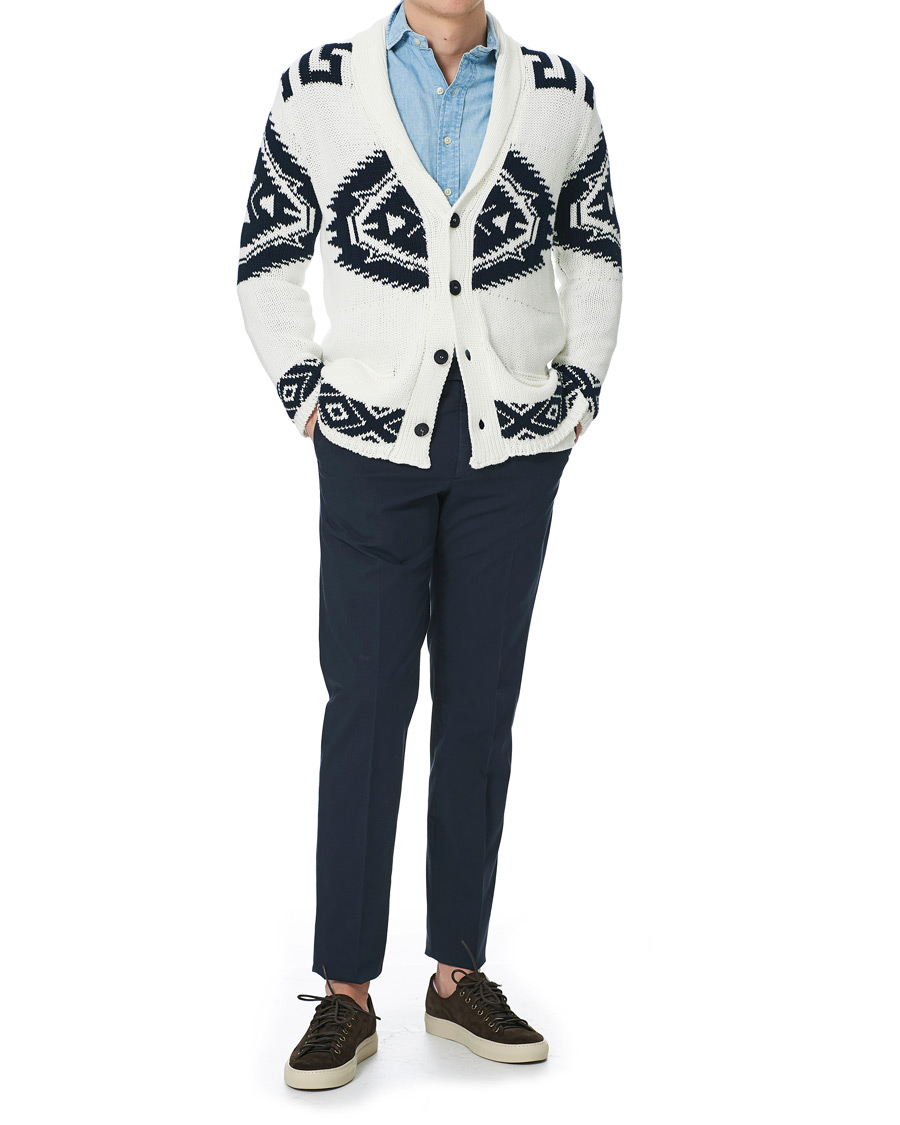 Homme | Pulls Et Tricots | Altea | Azteco Shawl Collar Cardigan Optic White