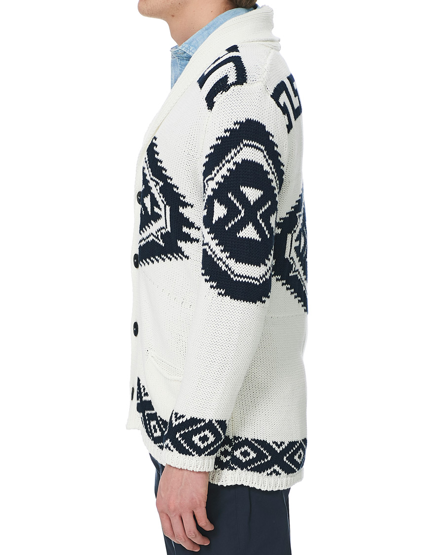 Homme | Pulls Et Tricots | Altea | Azteco Shawl Collar Cardigan Optic White