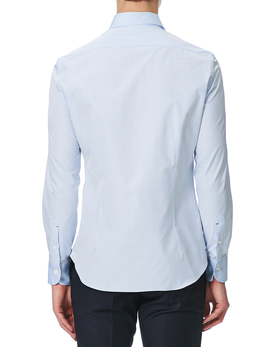 Homme | Chemises | Mazzarelli | Soft Cotton Cut Away Shirt Light Blue