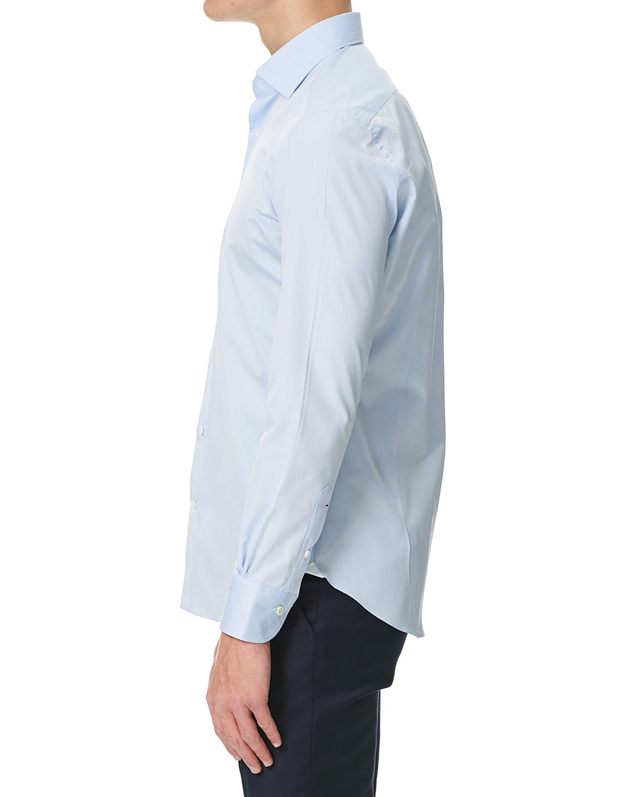 Homme | Chemises | Mazzarelli | Soft Cotton Cut Away Shirt Light Blue