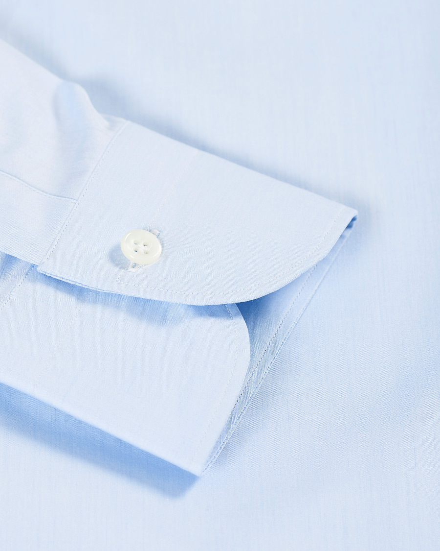 Homme | Chemises | Mazzarelli | Soft Cotton Cut Away Shirt Light Blue