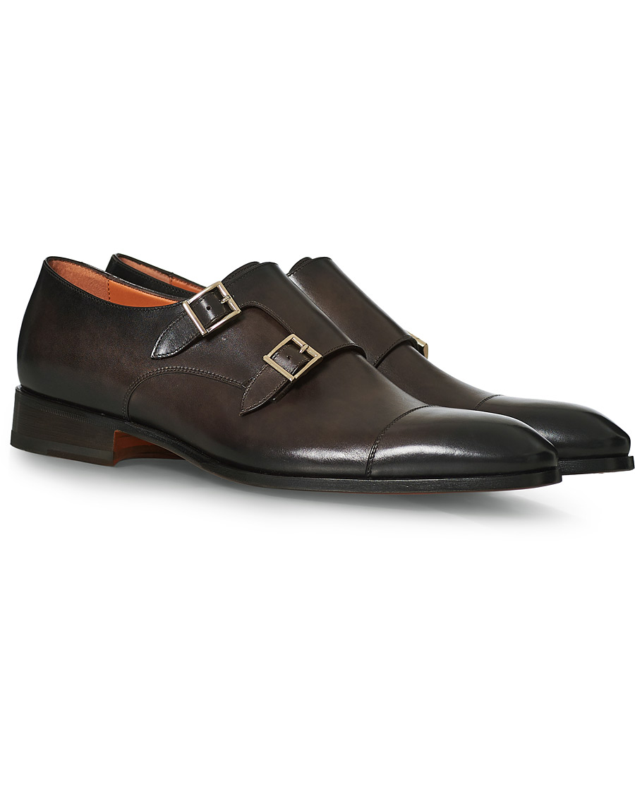 Heren | Santoni Blake Double Monk Dark Brown Calf | Santoni | Blake Double Monk Dark Brown Calf