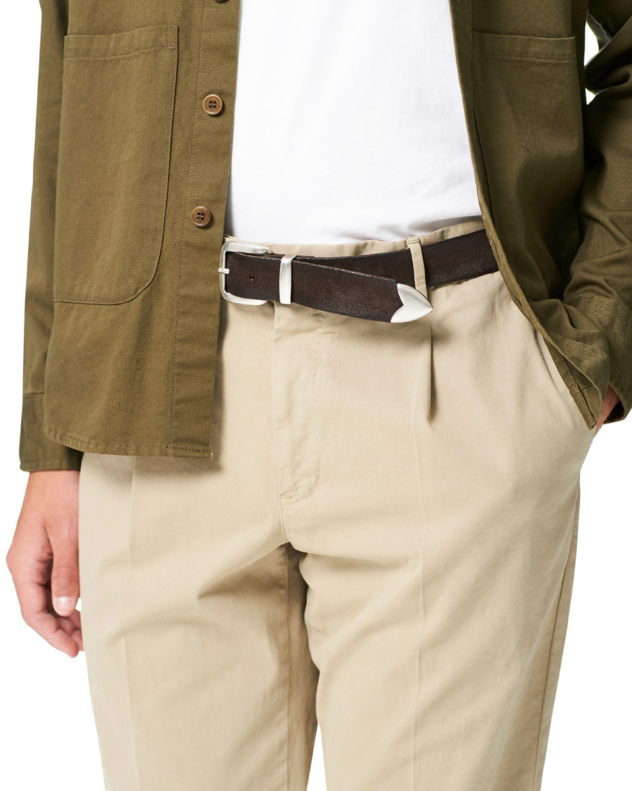 Homme | Orciani Western Suede Belt 3 cm Dark Brown | Orciani | Western Suede Belt 3 cm Dark Brown
