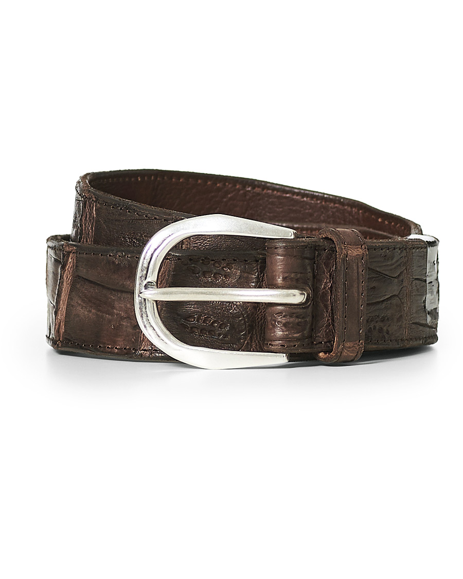 Homme | Orciani Crocodile Belt 3,5 cm Dark Brown | Orciani | Crocodile Belt 3,5 cm Dark Brown