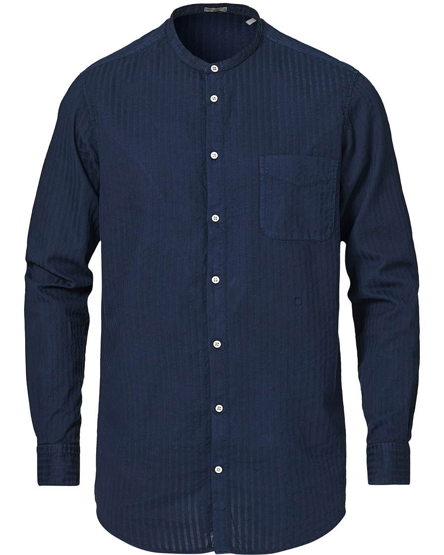 Homme | Chemises | Massimo Alba | Noto Guru Collar Shirt Dark Blue