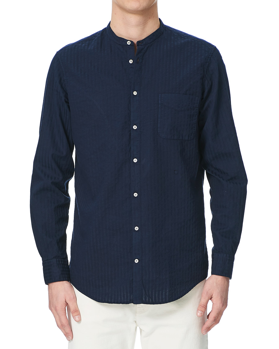 Homme | Chemises | Massimo Alba | Noto Guru Collar Shirt Dark Blue