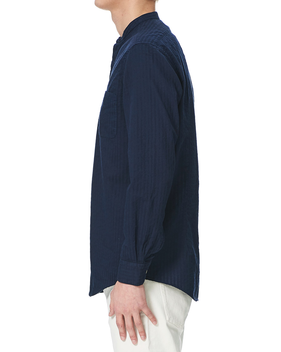 Homme | Chemises | Massimo Alba | Noto Guru Collar Shirt Dark Blue