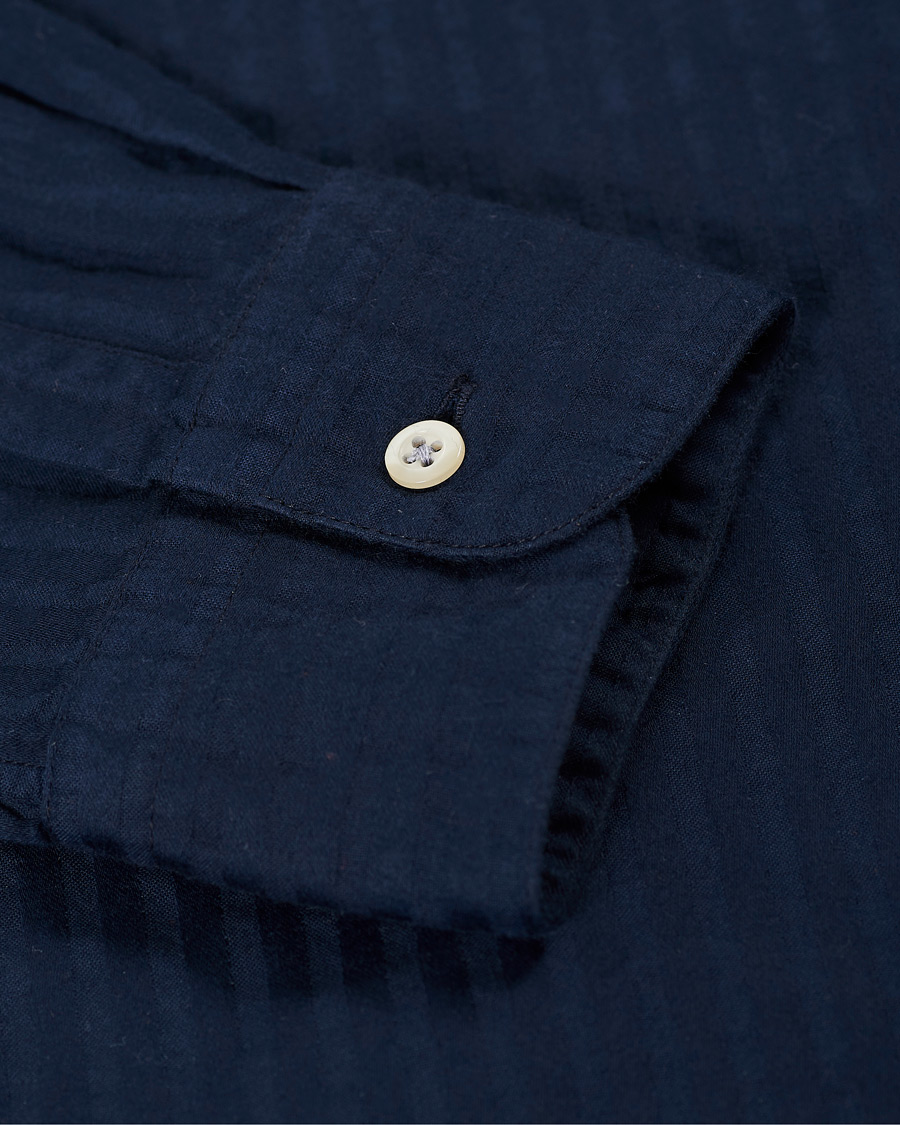 Homme | Chemises | Massimo Alba | Noto Guru Collar Shirt Dark Blue