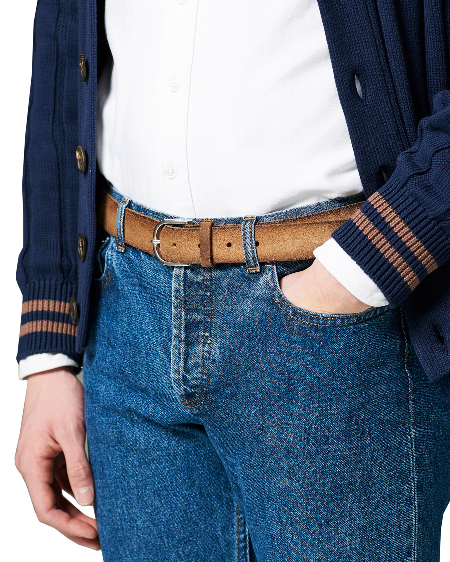 Homme | Orciani Handmade Suede Belt 3 cm Sabbia | Orciani | Handmade Suede Belt 3 cm Sabbia