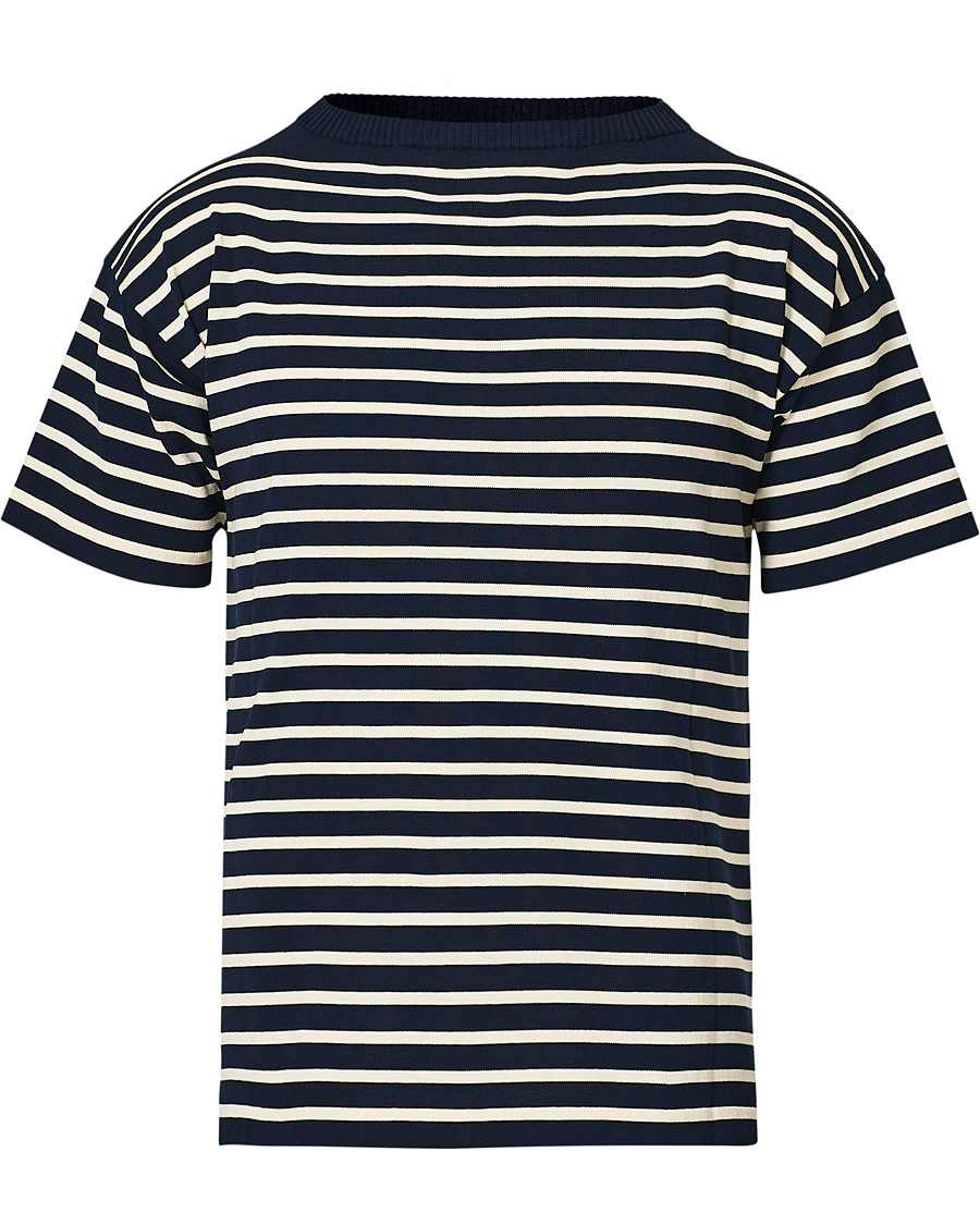 Homme | T-shirts | Andersen-Andersen | Boatsman Short Sleeve Tee Navy/Off White
