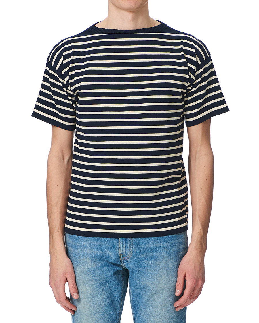 Homme | T-shirts | Andersen-Andersen | Boatsman Short Sleeve Tee Navy/Off White