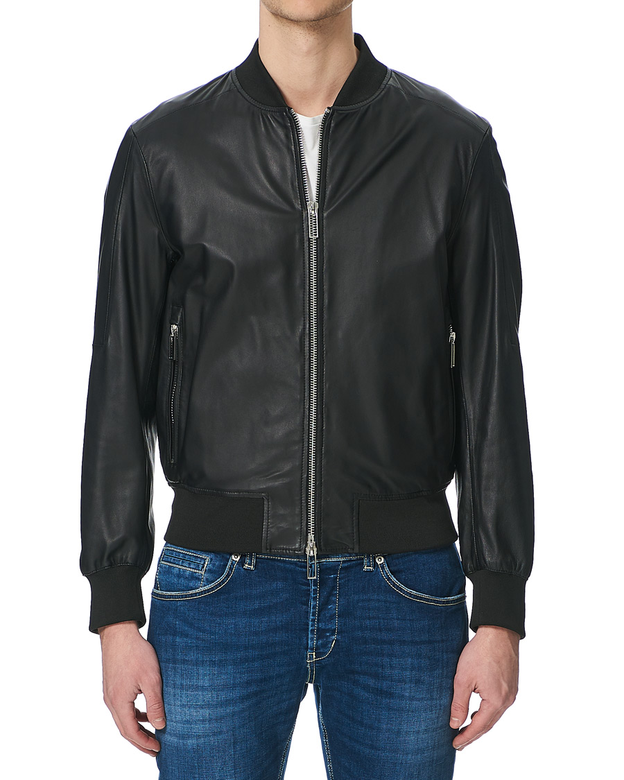 Homme | Manteaux Et Vestes | Emporio Armani | Leather Bomber Jacket Black
