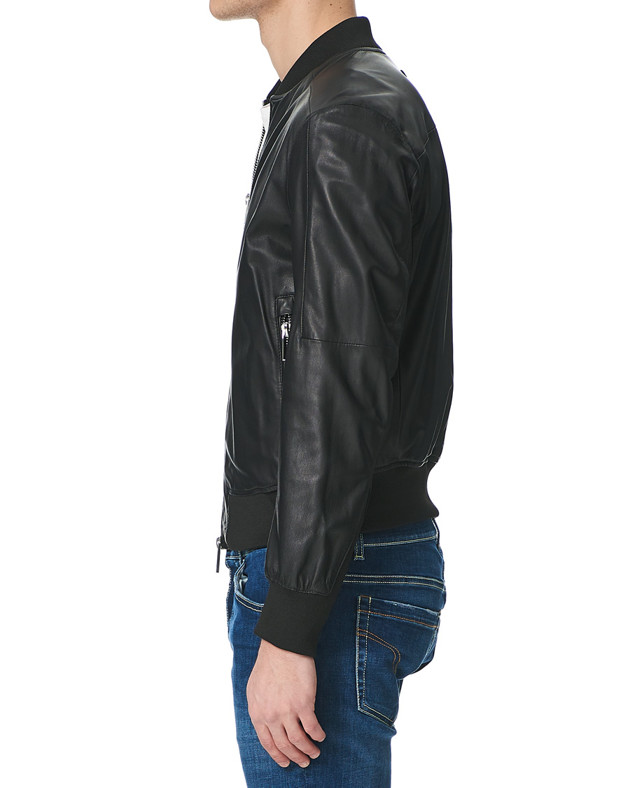 Homme | Manteaux Et Vestes | Emporio Armani | Leather Bomber Jacket Black