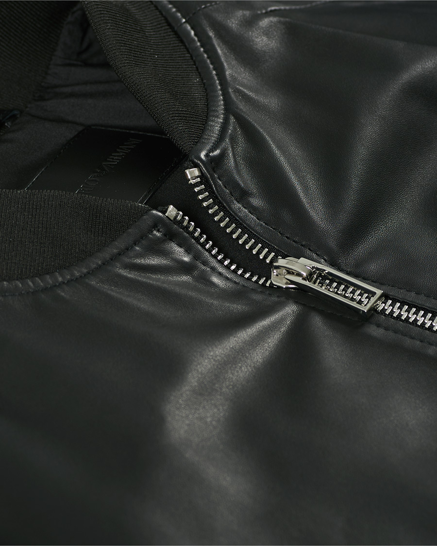 Homme | Manteaux Et Vestes | Emporio Armani | Leather Bomber Jacket Black