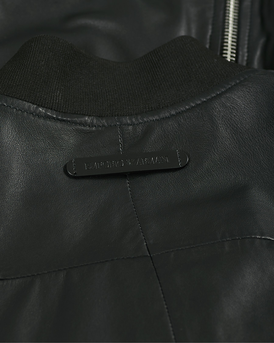Homme | Manteaux Et Vestes | Emporio Armani | Leather Bomber Jacket Black