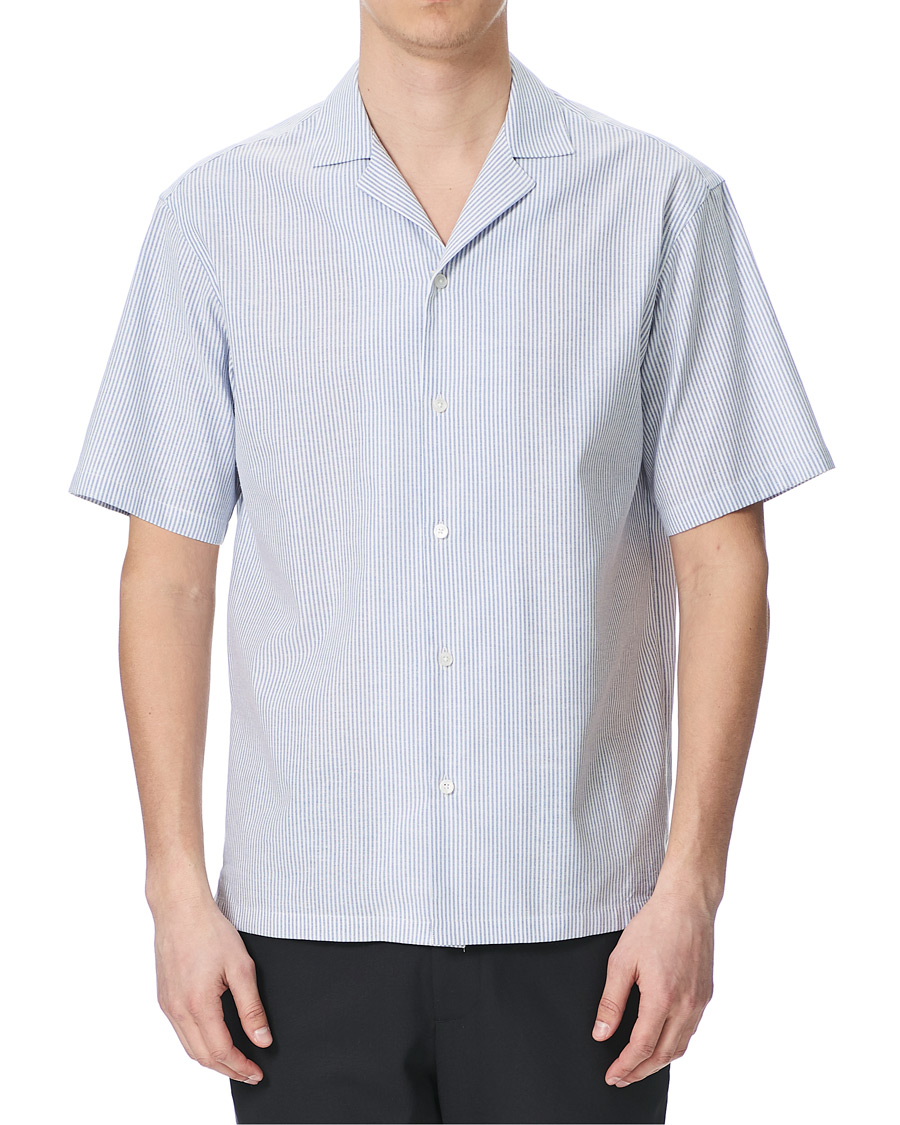Heren | Overhemden | Z Zegna | Striped Camp Collar Shirt Light Blue