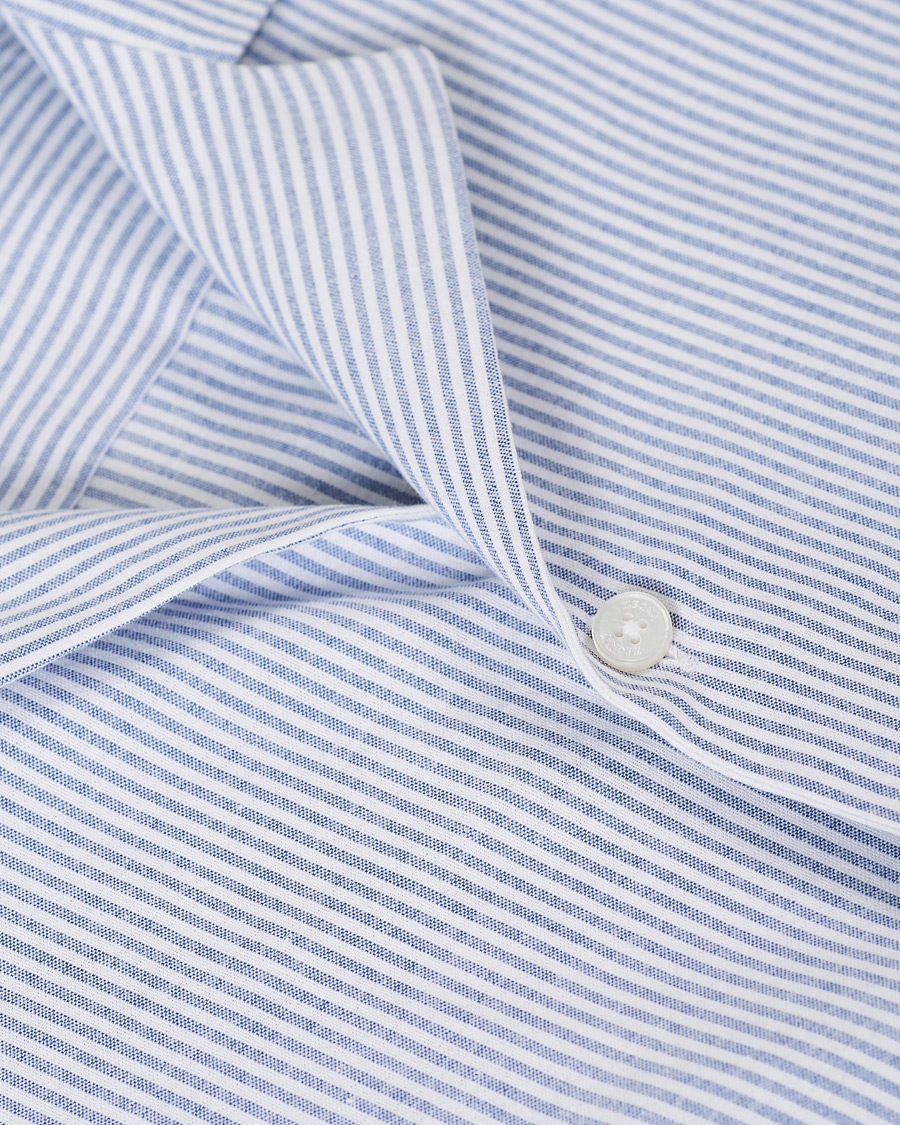Heren | Overhemden | Z Zegna | Striped Camp Collar Shirt Light Blue