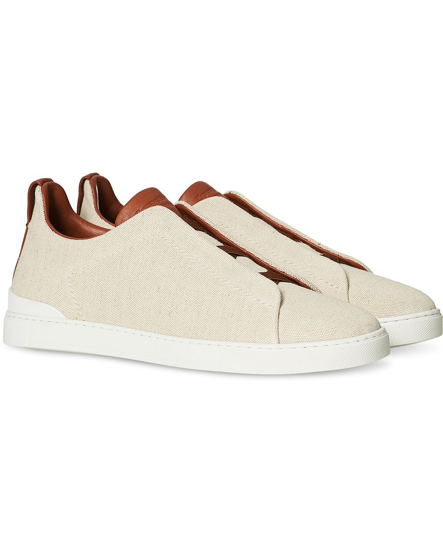 Homme | Ermenegildo Zegna Triple Stitch Elasticated Sneakers White | Ermenegildo Zegna | Triple Stitch Elasticated Sneakers White