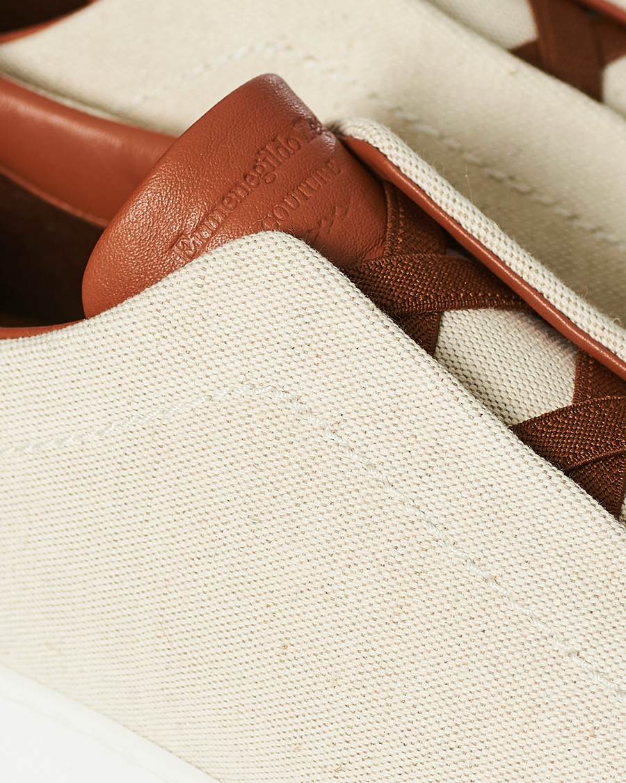 Homme | Ermenegildo Zegna Triple Stitch Elasticated Sneakers White | Ermenegildo Zegna | Triple Stitch Elasticated Sneakers White