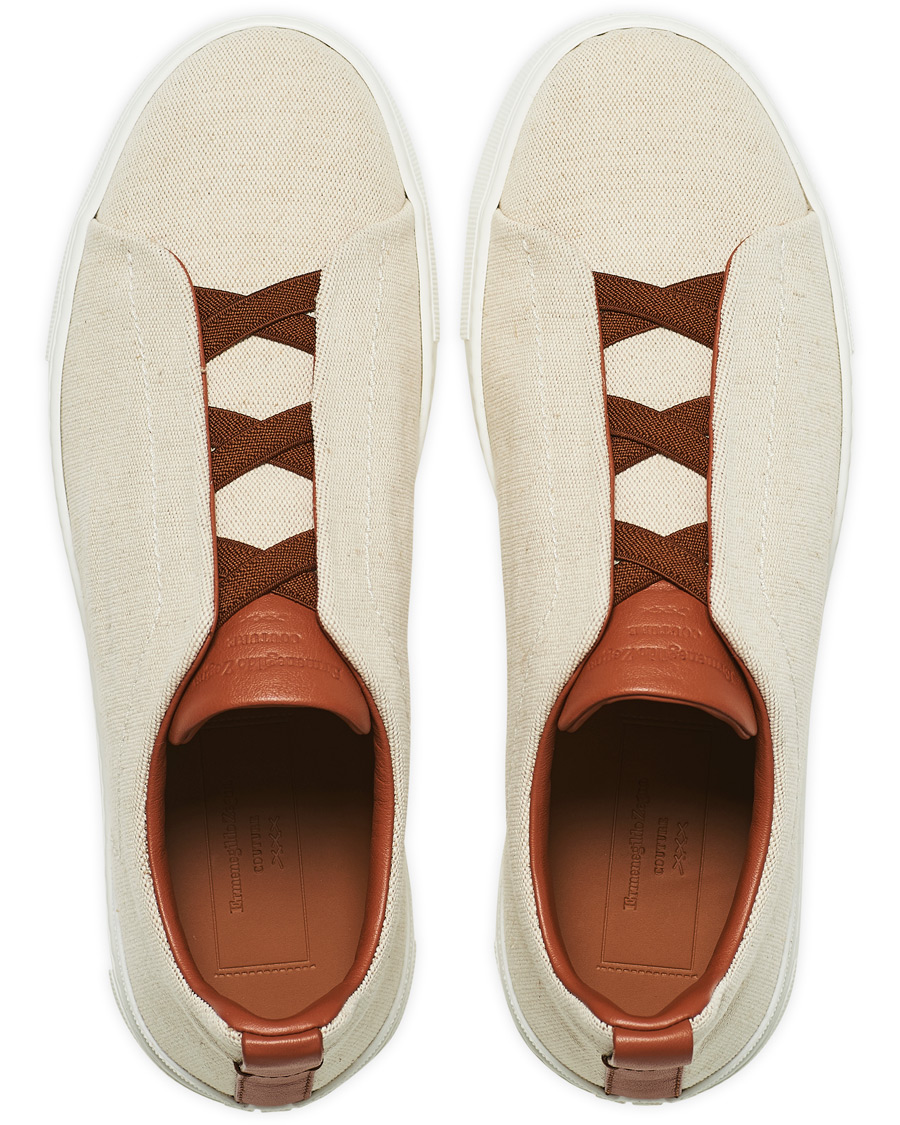 Homme | Ermenegildo Zegna Triple Stitch Elasticated Sneakers White | Ermenegildo Zegna | Triple Stitch Elasticated Sneakers White