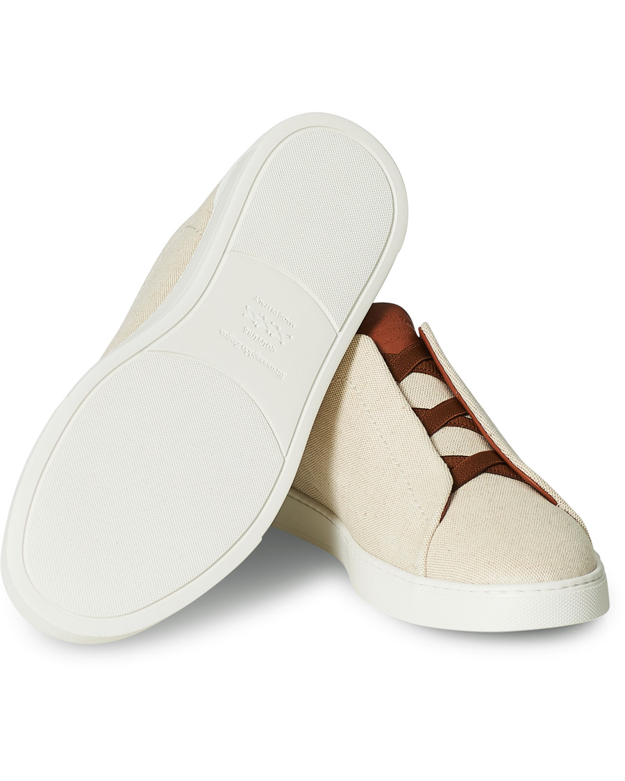 Homme | Ermenegildo Zegna Triple Stitch Elasticated Sneakers White | Ermenegildo Zegna | Triple Stitch Elasticated Sneakers White
