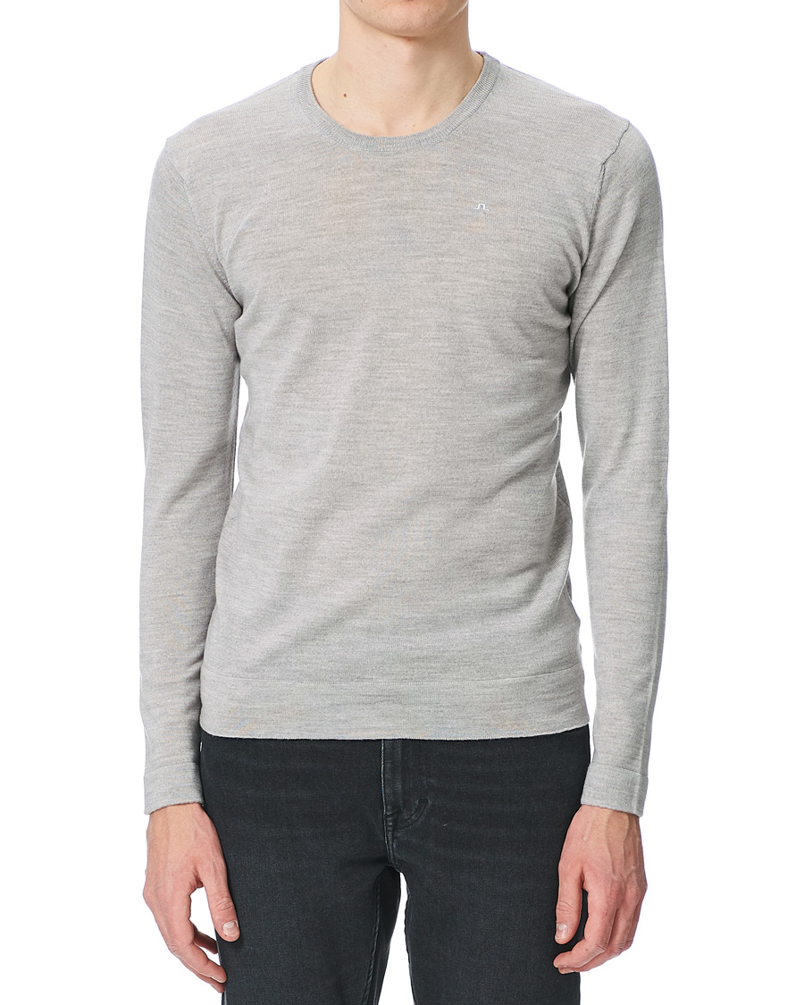 Heren | Truien | J.Lindeberg | Newman Merino Crew Neck Pullover Stone Grey Melange