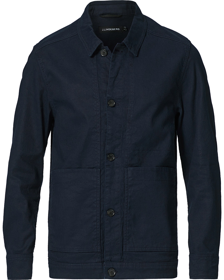 Homme | Chemises | J.Lindeberg | Eric Linen/Cotton Overshirt Navy