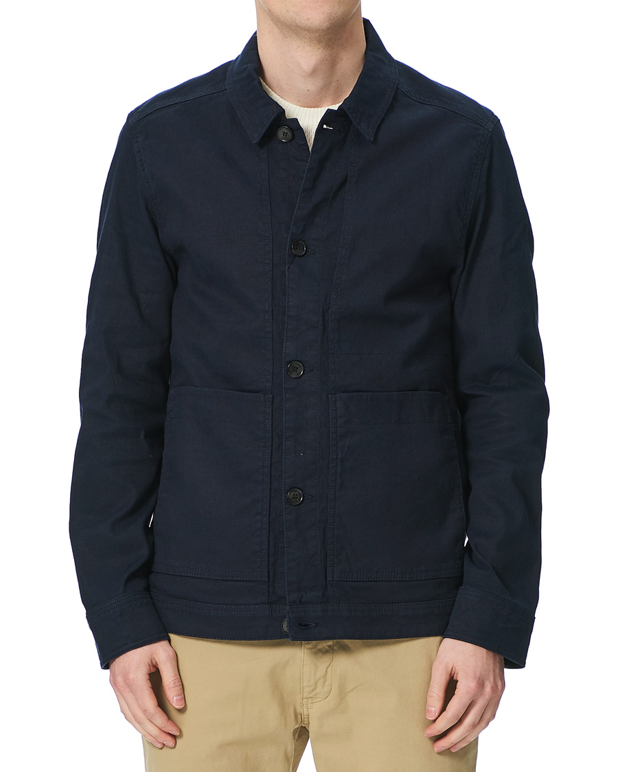 Homme | Chemises | J.Lindeberg | Eric Linen/Cotton Overshirt Navy