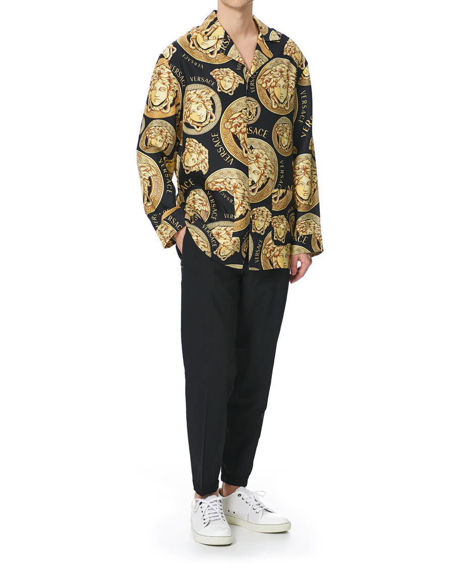 Heren | Overhemden | Versace | Medusa Silk Shirt Black/Gold