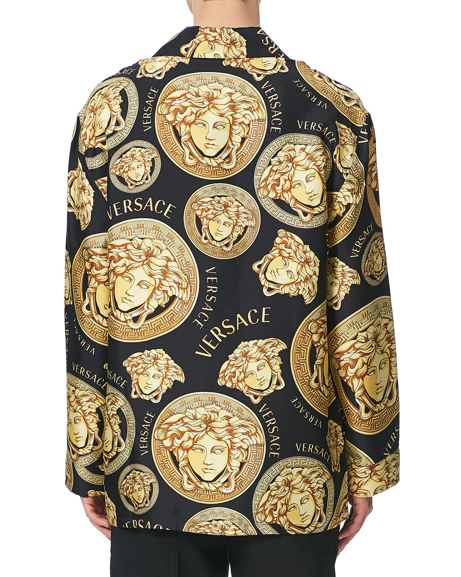 Heren | Overhemden | Versace | Medusa Silk Shirt Black/Gold