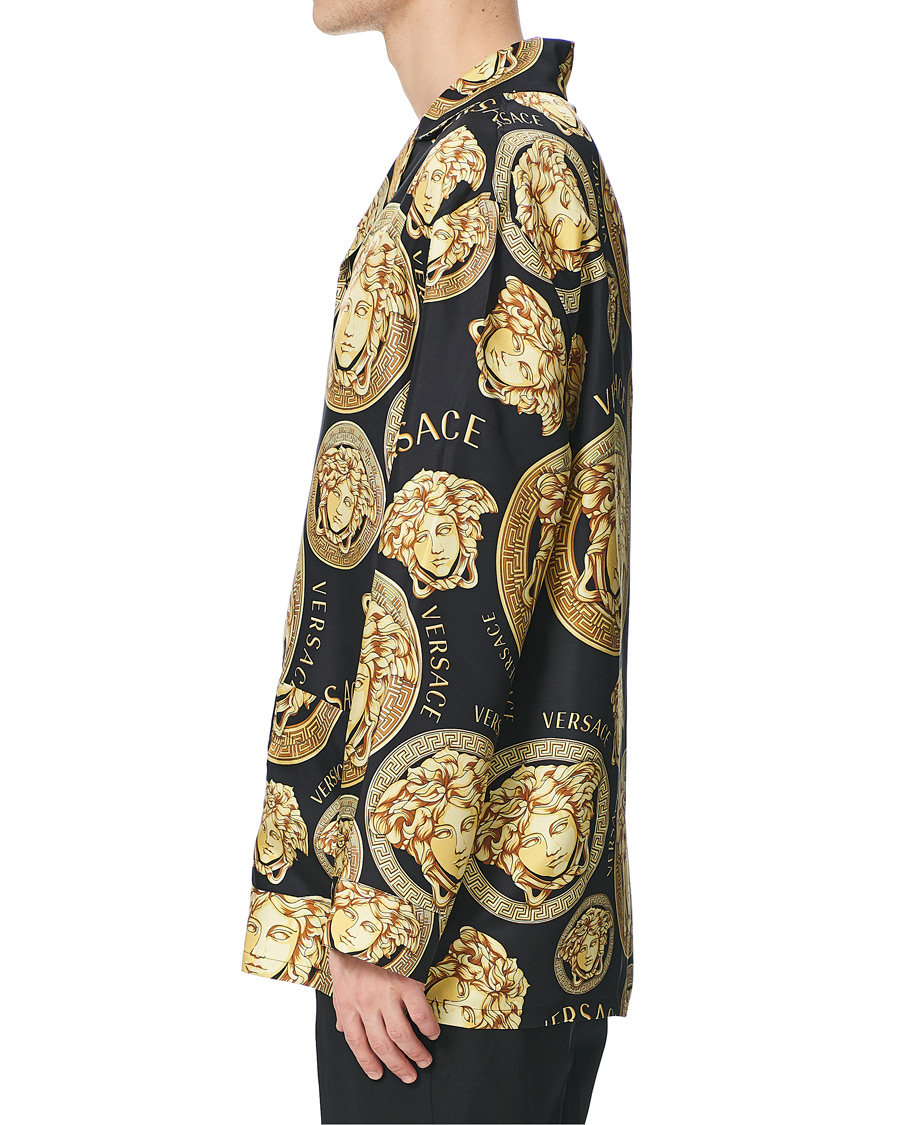Heren | Overhemden | Versace | Medusa Silk Shirt Black/Gold
