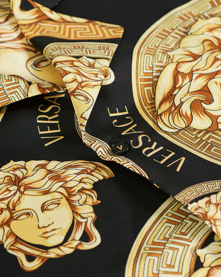 Heren | Overhemden | Versace | Medusa Silk Shirt Black/Gold